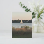 水はがきに帆船 ポストカード (スタンド正面)