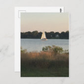 水はがきに帆船 ポストカード (正面/裏面)