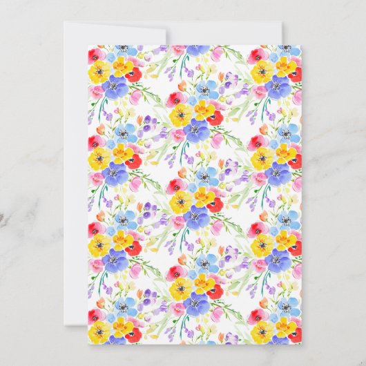 水はっきりしたカラフル色フローラ春の結婚式 招待状 (裏面)