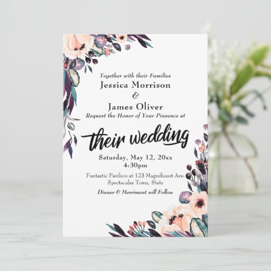 水はっきりした彩花模様とス結婚クリプト 招待状 (スタンド正面)