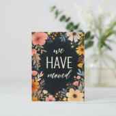 水はっきりした色の花模様新しいアドレスを移動 ポストカード (スタンド正面)