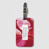 水はっきりした色の赤とピンクのデザイン ラゲッジタグ (正面縦)