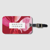 水はっきりした色の赤とピンクのデザイン ラゲッジタグ (正面横)