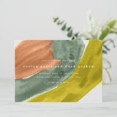 水はっきりした色アーストーン結婚式招待状 セーブザデート (スタンド正面)