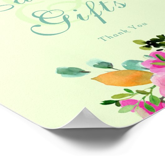 水はっきりした色グリーンフローラカラフルブーケ ポスター (角)