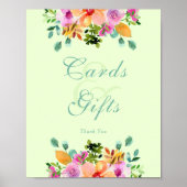 水はっきりした色グリーンフローラカラフルブーケ ポスター (正面)