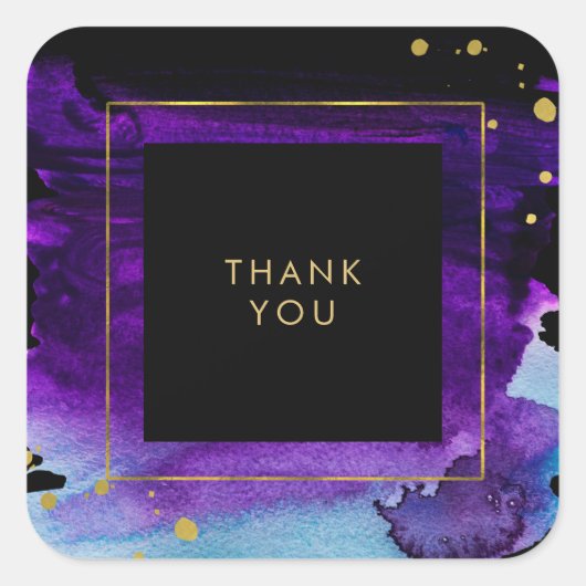 水はっきりした色スプラッシュとフェイク金ゴールドルックアクセント スクエアシール (正面)