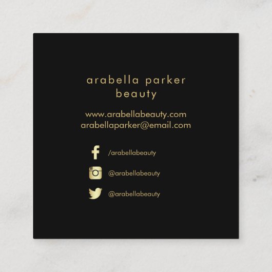 水はっきりした色スプラッシュとフェイク金ゴールドルックアクセント スクエア名刺 (裏面)