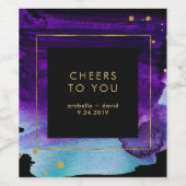 水はっきりした色スプラッシュとフェイク金ゴールドルックアクセント ワインラベル (シングルラベル)