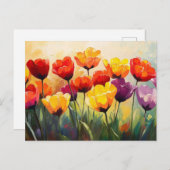 水はっきりした色チューリップ春 ポストカード (正面/裏面)