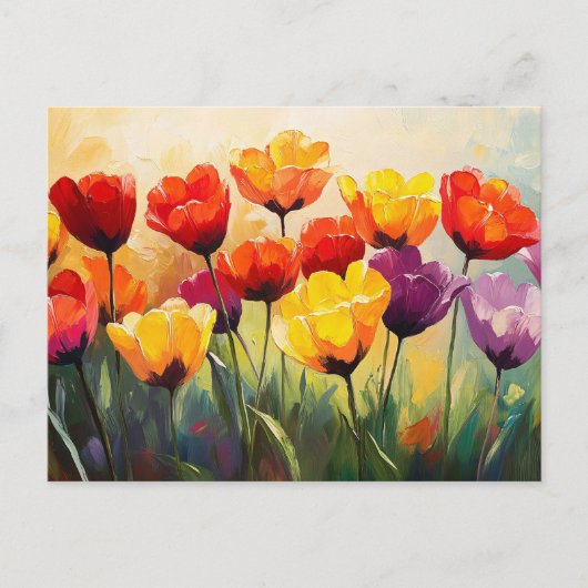 水はっきりした色チューリップ春 ポストカード (正面)