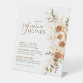 水はっきりした色テラコッタの結婚シグネチャードリンク 台座サイン (正面)