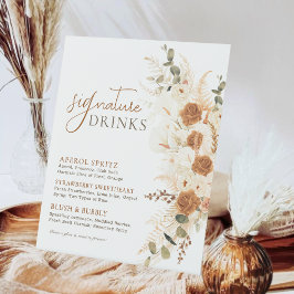 水はっきりした色テラコッタの結婚シグネチャードリンク 台座サイン