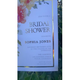 水はっきりした色フラワーズ春ブライダルシャワー 箔招待状