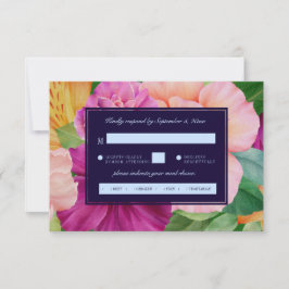 水はっきりした色フローラバラ結婚の食事の選択 出欠カード