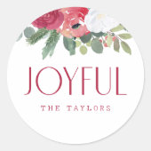 水はっきりした色フローラパーソナライズされた ラウンドシール (正面)