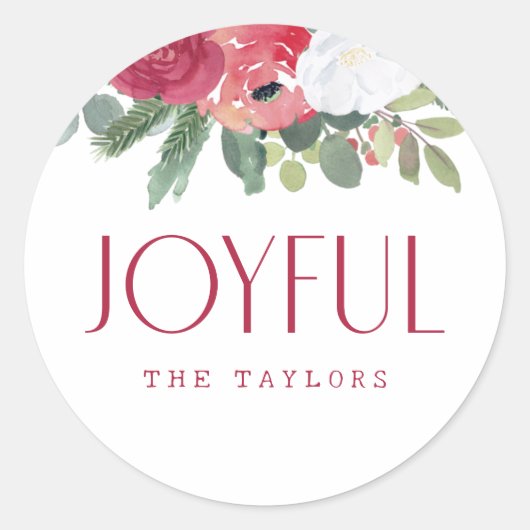 水はっきりした色フローラパーソナライズされた ラウンドシール (正面)