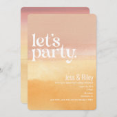 水はっきりした色レッツパーティー結婚式招待状 招待状 (正面/裏面)