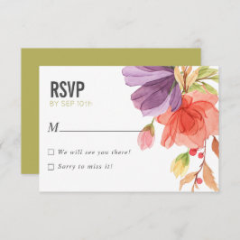 水はっきりした色ワイルドフラワーグリーン結婚式RSVP 招待状