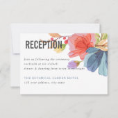 水はっきりした色ワイルドフラワーブルーウェディングレセプション 招待状 (正面)