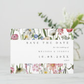 水はっきりした色ワイルドフラワーQRコード結婚ズ セーブザデート (スタンド正面)