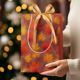 水はっきりした色紅葉 – 秋のグラデーション紅葉 ミディアムペーパーバッグ