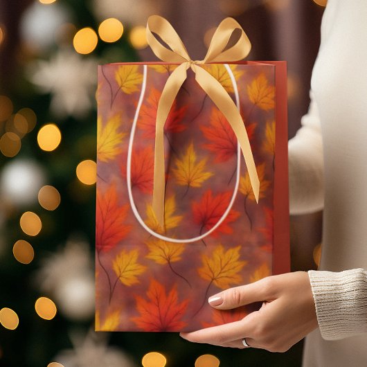 水はっきりした色紅葉 – 秋のグラデーション紅葉 ミディアムペーパーバッグ