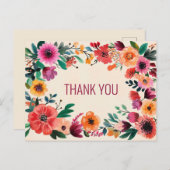 水はっきりした色花模様ありがとう ポストカード (正面/裏面)