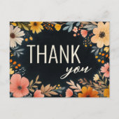 水はっきりした色花模様カスタムTHANK YOU ポストカード (正面)