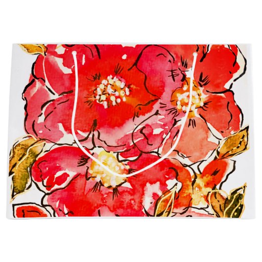 水はっきりした色開花 ラージペーパーバッグ (正面)