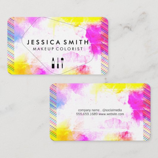 水はっきりした鮮やか色 | メイクアップアーティスト 名刺 (正面/裏面)