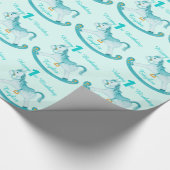 水は揺り木馬の第1誕生日パターン覆いを示しました ラッピングペーパー (角)