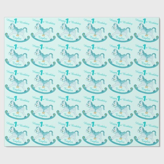 水は揺り木馬の第1誕生日パターン覆いを示しました ラッピングペーパー (フラット)