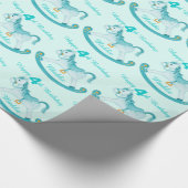 水は揺り木馬の第4誕生日パターン覆いを示しました ラッピングペーパー (角)