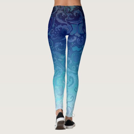 水は衰退の青い背景で渦巻きます レギンス (裏面)