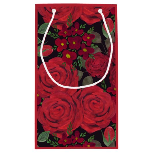 水は赤いバラを黒に塗り スモールペーパーバッグ (裏面)