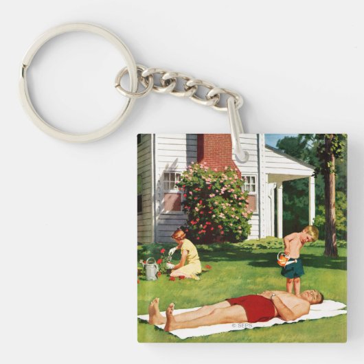 水まきの父 キーホルダー (正面)