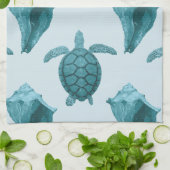水または青い調子のウミガメ及びコンシュ キッチンタオル (折り畳み)