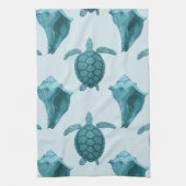 水または青い調子のウミガメ及びコンシュ キッチンタオル (縦)