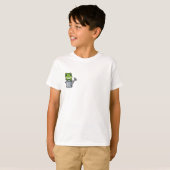 水やりに腰掛けるカエルの子供服デザイン Tシャツ (正面フル)