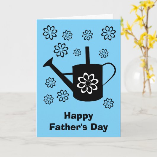 水やりのじょうろの庭の花 青 父の日のカード カード (黄色い花)