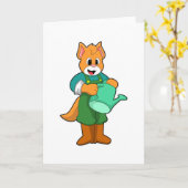 水やりのじょうろを持つ農夫の猫 カード (黄色い花)