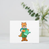 水やりのジョウロを持った農夫の猫 ポストカード (スタンド正面)