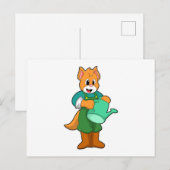 水やりのジョウロを持った農夫の猫 ポストカード (正面/裏面)