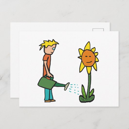 水やりの庭の植物 ポストカード (正面/裏面)