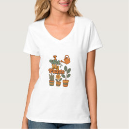 水やり大好き！レトロな70年代ストライプ Tシャツ