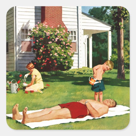 水やり父 スクエアシール (正面)