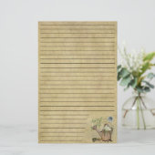 水やり缶と庭の物 – 5 – 並んだ文房具 便箋 (スタンド正面)