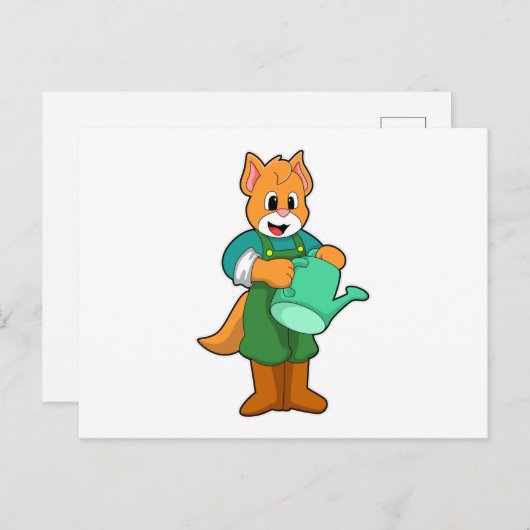 水やり缶の農家としての猫 ポストカード (正面/裏面)