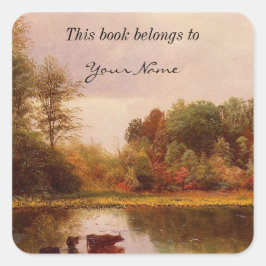 水やり風景の中の牛アルバート・ビエルシュタット スクエアシール